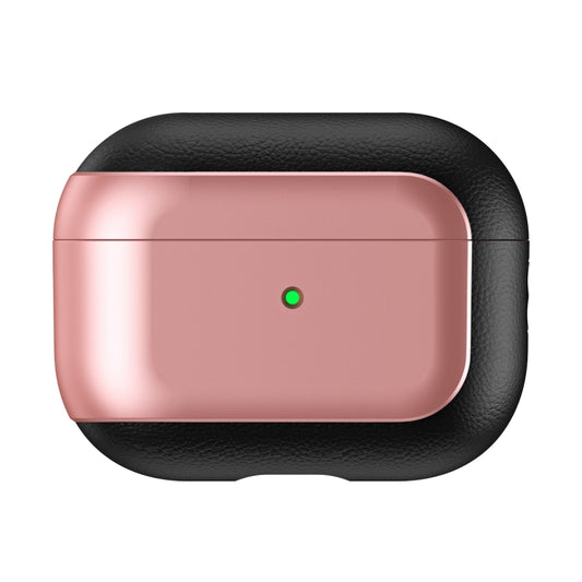 For AirPods Pro Electroplated Leather Texture Wireless Earphones Protective Case(Rose Pink) by buy2fix
