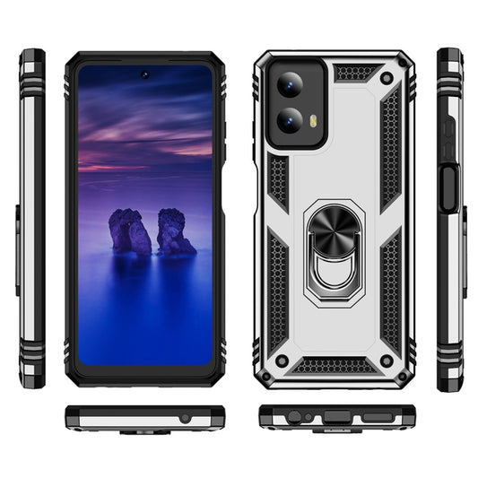 For Motorola Moto G Play 5G 2024 Shockproof TPU + PC Phone Case with Holder(Silver) by buy2fix