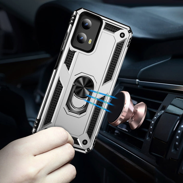 For Motorola Moto G Play 5G 2024 Shockproof TPU + PC Phone Case with Holder(Silver) by buy2fix
