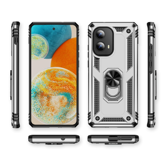 For Motorola Edge 2024 Shockproof TPU + PC Phone Case with Holder(Silver) by buy2fix