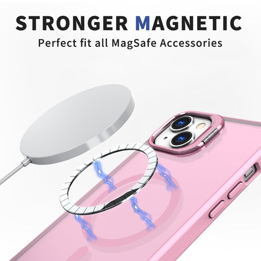 For iPhone 14 Plus Metal Invisible Camera Holder MagSafe Magnetic Phone Case(Pink) by buy2fix