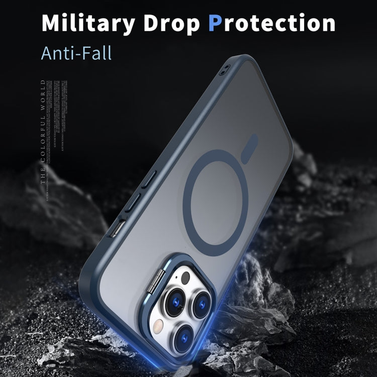 For iPhone 13 Pro Metal Invisible Camera Holder MagSafe Magnetic Phone Case(Blue) by buy2fix