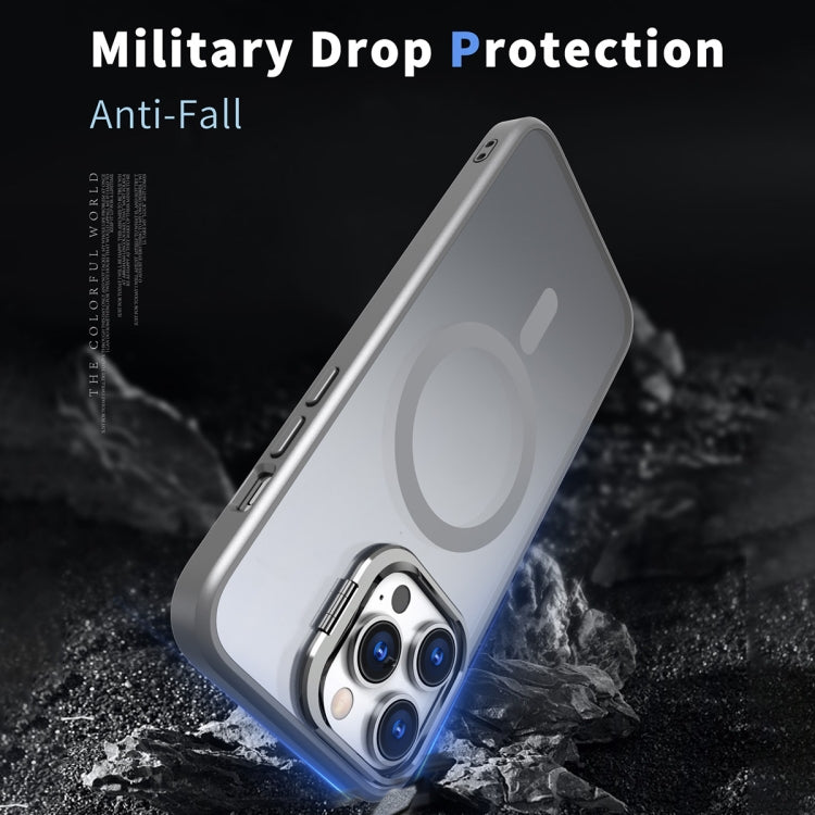 For iPhone 12 Pro Metal Invisible Camera Holder MagSafe Magnetic Phone Case(Grey) by buy2fix