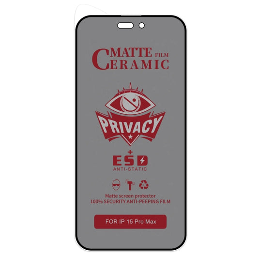 For iPhone 15 Pro Max Full Coverage Frosted Privacy Ceramic Film by buy2fix