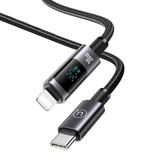 USAMS US-SJ672 Type-C To 8 Pin 30W Fast Charge Digital Display Data Cable, Length: 1.2m(Black) by USAMS