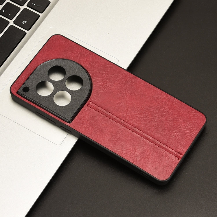 For OnePlus 12 Cow Pattern Sewing Back Cover Phone Case(Red) by buy2fix