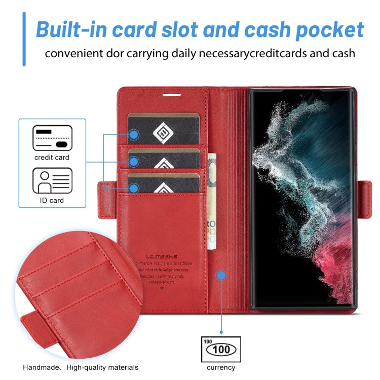 For Samsung Galaxy S24 Ultra LC.IMEEKE Skin-friendly Card Slots Leather Phone Case(Red) by LC.IMEEKE