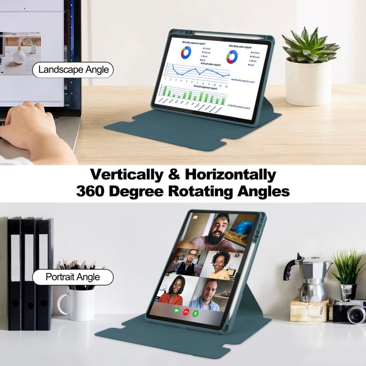 For Lenovo Tab M11/Xiaoxin Pad 11 2024 360 Rotation Transparent Smart Leather Case(Dark Green) by buy2fix