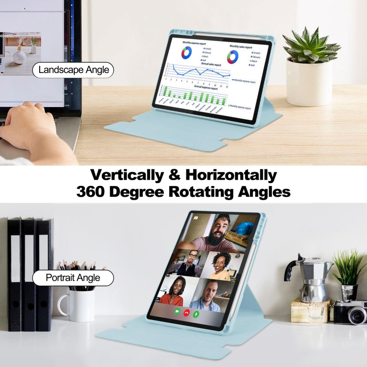 For Lenovo Tab M11/Xiaoxin Pad 11 2024 360 Rotation Transparent Smart Leather Case with Keyboard(Sky Blue) by buy2fix