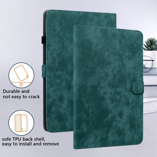 For Amazon Kindle Paperwhite 5 2024 Tiger Pattern Flip Leather Tablet Case(Dark Green) by buy2fix