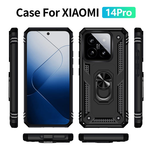 For Xiaomi 14 Pro Shockproof TPU + PC Phone Case with Holder(Black) by buy2fix
