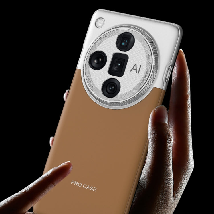 For OPPO Find X7 Ultra GKK Mortise-Tenon Connection Contrast Color Shockproof Phone Case(Brown) by GKK