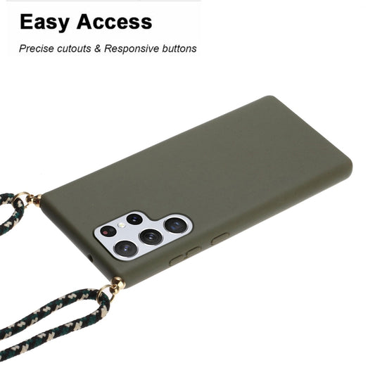 For Samsung Galaxy S24 Ultra 5G Wheat Straw Material + TPU Phone Case with Lanyard(Army Green) by buy2fix