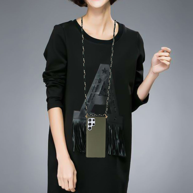 For Samsung Galaxy S24 Ultra 5G Wheat Straw Material + TPU Phone Case with Lanyard(Army Green) by buy2fix