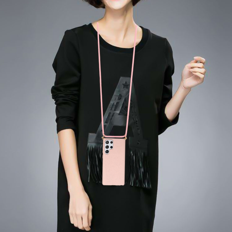 For Samsung Galaxy S24 Ultra 5G Wheat Straw Material + TPU Phone Case with Lanyard(Pink) by buy2fix