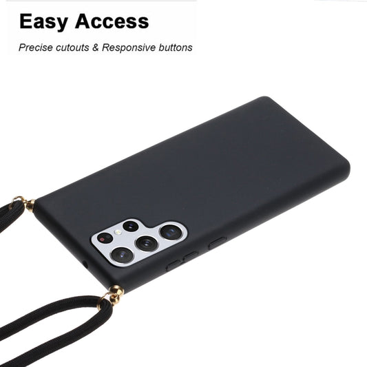 For Samsung Galaxy S24 Ultra 5G Wheat Straw Material + TPU Phone Case with Lanyard(Black) by buy2fix