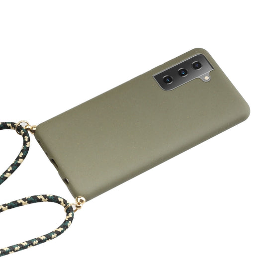 For Samsung Galaxy A35 5G Wheat Straw Material + TPU Phone Case with Lanyard(Army Green) by buy2fix