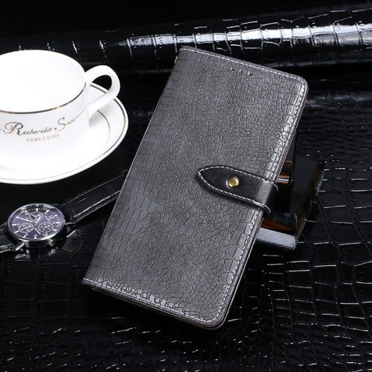 For OnePlus 12 idewei Crocodile Texture Leather Phone Case(Grey) by idewei