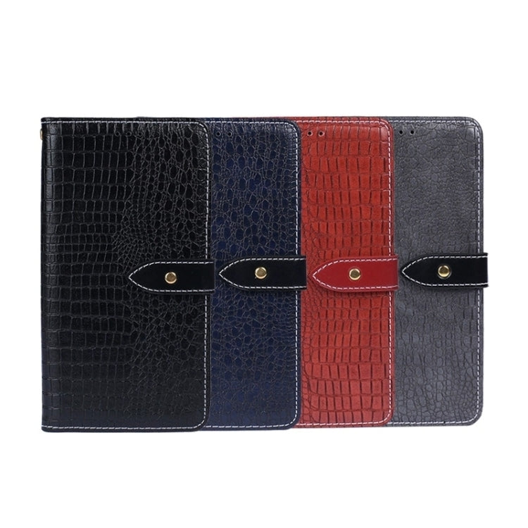 For OnePlus 12 idewei Crocodile Texture Leather Phone Case(Grey) by idewei