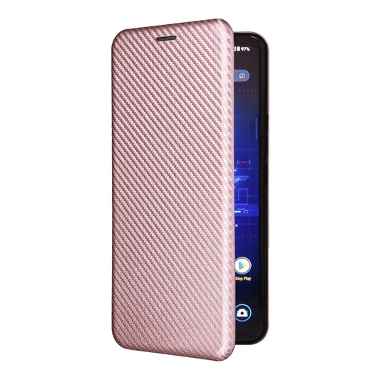 For ASUS ROG Phone 8 Carbon Fiber Texture Flip Leather Phone Case(Pink) by buy2fix