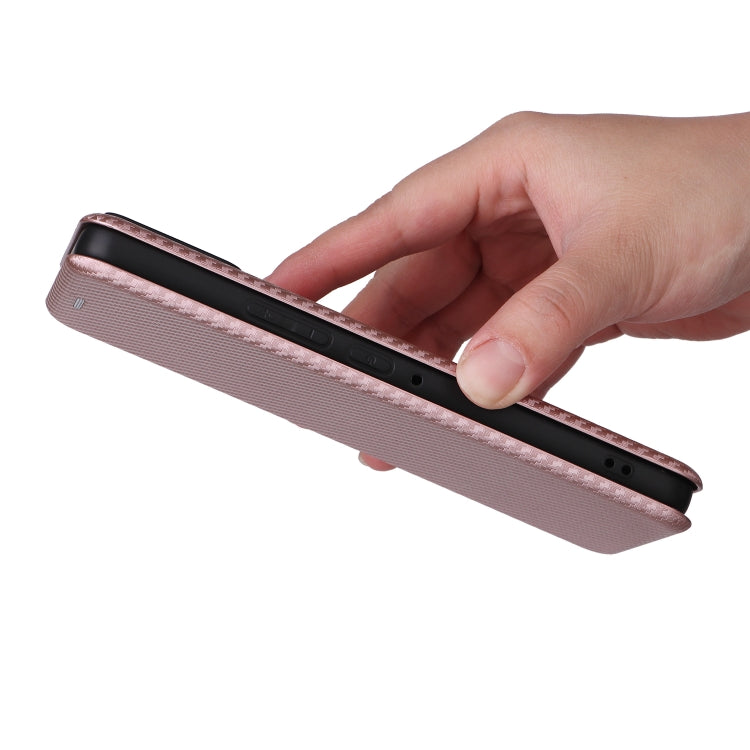 For ASUS ROG Phone 8 Carbon Fiber Texture Flip Leather Phone Case(Pink) by buy2fix