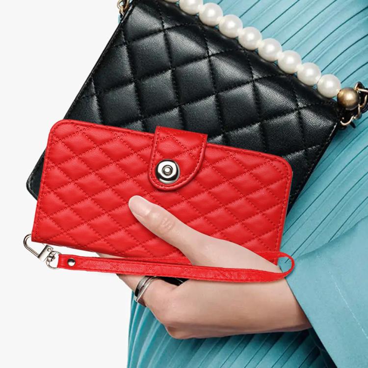 For Google Pixel 10 5G Global Rhombic Texture Flip Leather Phone Case with Lanyard(Red) - Google Cases by buy2fix | Online Shopping UK | buy2fix