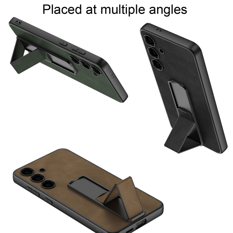 For Samsung Galaxy S24 5G GKK Skin Feel Frosted Leather Fold Holder Phone Case(Black) by GKK