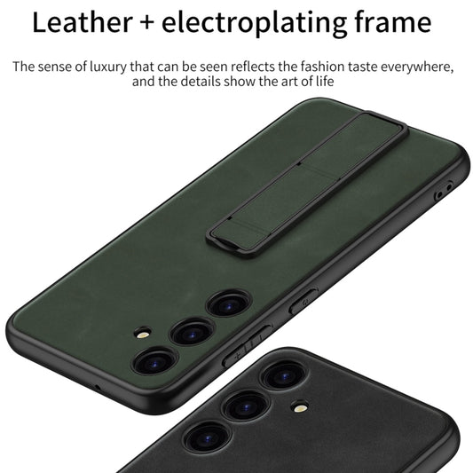 For Samsung Galaxy S24 5G GKK Skin Feel Frosted Leather Fold Holder Phone Case(Green) by GKK
