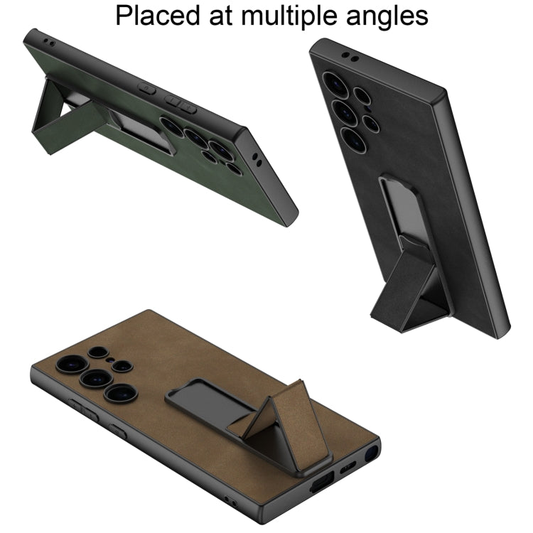 For Samsung Galaxy S24 Ultra 5G GKK Skin Feel Frosted Leather Fold Holder Phone Case(Brown) by GKK