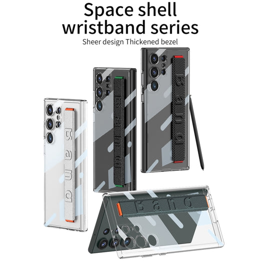 For Samsung Galaxy S24 Ultra 5G GKK Space Frame Transparent PC + TPU Phone Case with Wrist Strap(Carbon Fiber Texture) by GKK