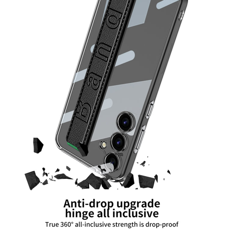 For Samsung Galaxy S24 5G GKK Space Frame Transparent PC + TPU Phone Case with Wrist Strap(White) by GKK