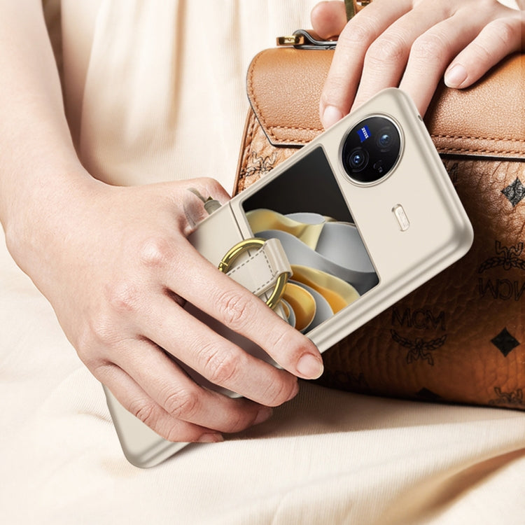 For vivo X Flip GKK Integrated Ultra-thin Full Coverage Phone Case with Ring Holder(Gold) by GKK