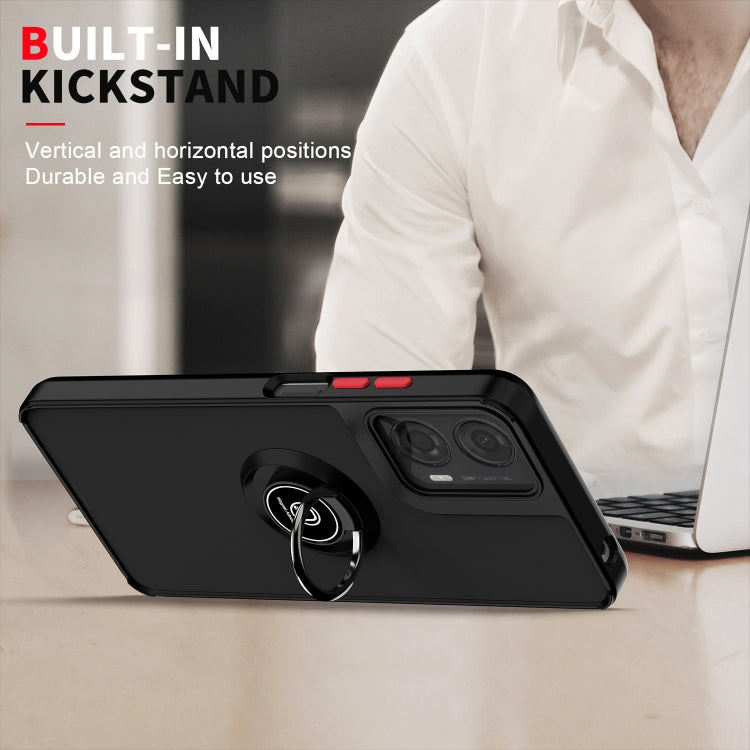 For Motorola Moto G24 / G04 Q Shadow 1 Series TPU + PC Phone Case with Ring(Black+Red) by buy2fix