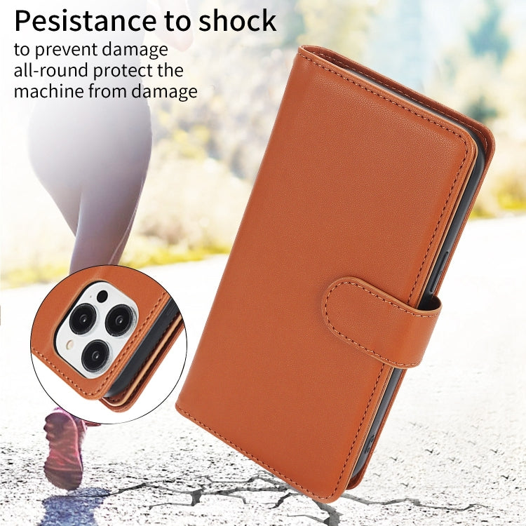 For iPhone 16 Pro Multi-Card Wallet RFID Leather Phone Case(Brown) by buy2fix