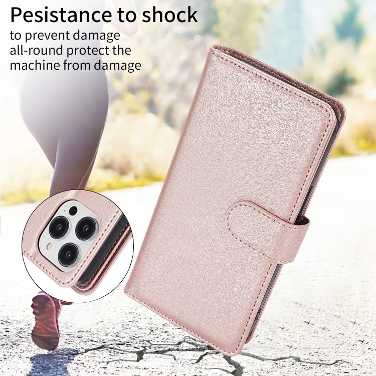 For iPhone 16 Pro Max Multi-Card Wallet RFID Leather Phone Case(Rose Gold) by buy2fix