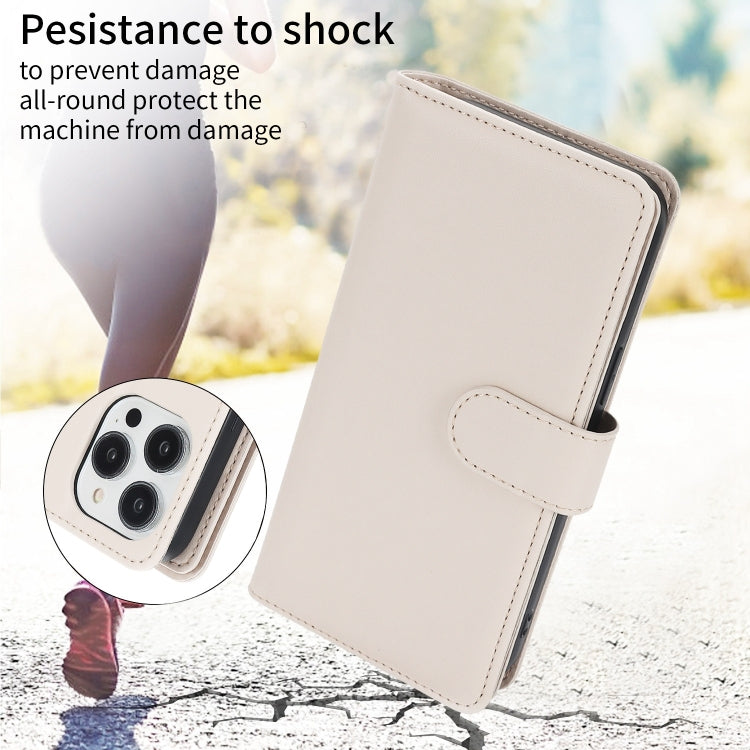 For iPhone 16 Pro Max Multi-Card Wallet RFID Leather Phone Case(Apricot) by buy2fix