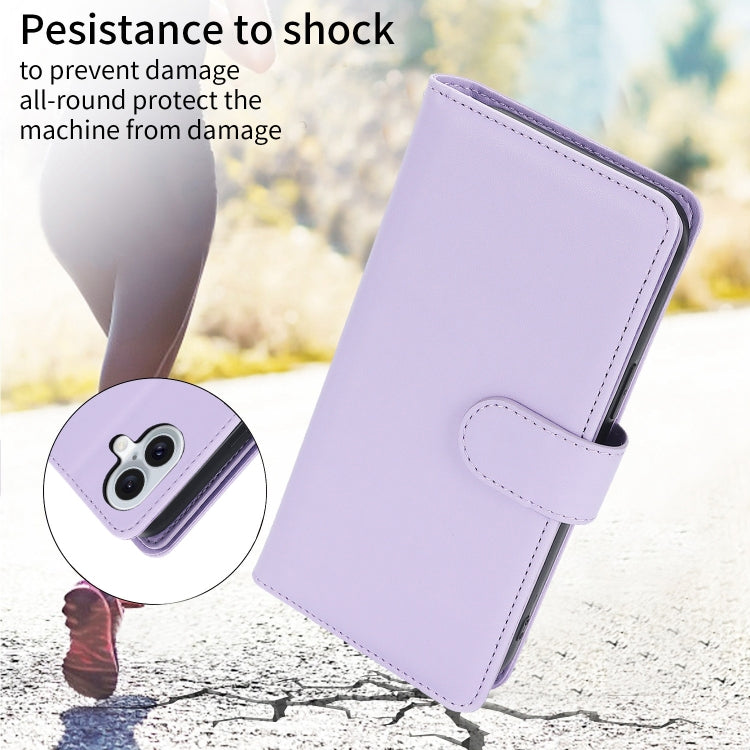 For iPhone 16 Multi-Card Wallet RFID Leather Phone Case(Light Purple) by buy2fix