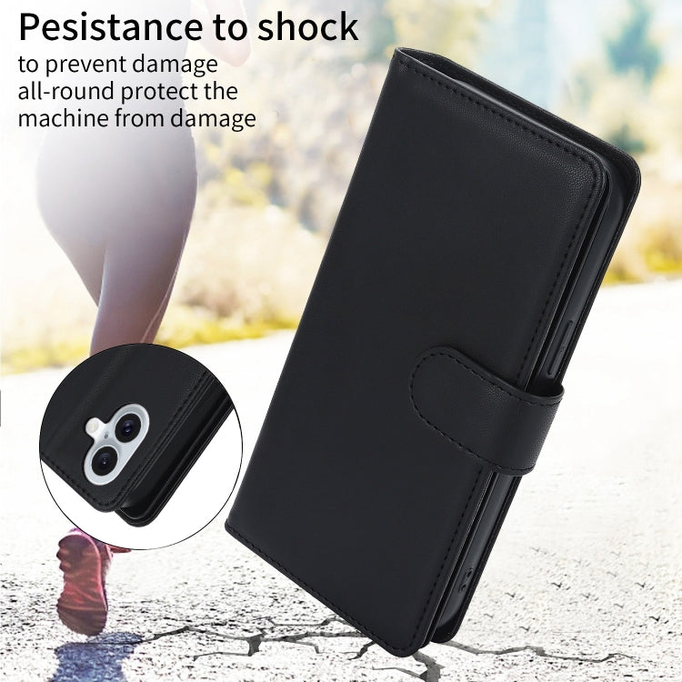 For iPhone 16 Plus Multi-Card Wallet RFID Leather Phone Case(Black) by buy2fix