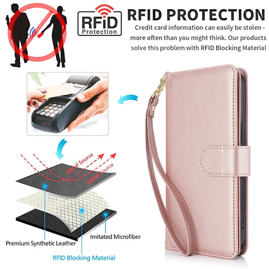 For Samsung Galaxy S24+ / S25+ 5G Multi-Card Wallet RFID Leather Phone Case(Rose Gold) by buy2fix