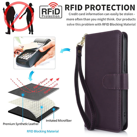 For Samsung Galaxy S24+ / S25+ 5G Multi-Card Wallet RFID Leather Phone Case(Dark Purple) by buy2fix
