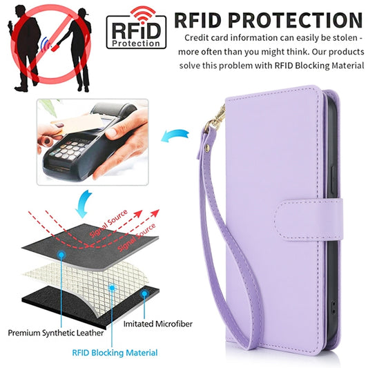 For Samsung Galaxy S24 / S25 5G Multi-Card Wallet RFID Leather Phone Case(Light Purple) by buy2fix