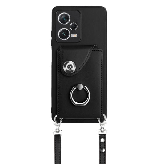 For Xiaomi Redmi Note 12 Pro 5G Global Organ Card Bag Ring Holder Phone Case with Long Lanyard(Black) by buy2fix