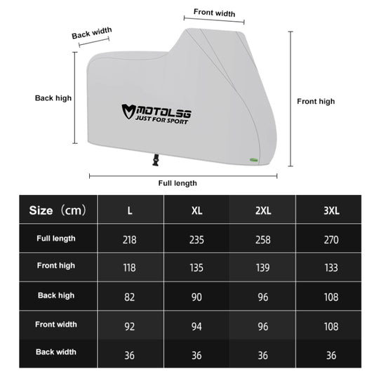 MOTOLSG Motorcycle Waterproof Sunproof Dustproof Thickening Cover, Size:XL(Silver) by MOTOLSG