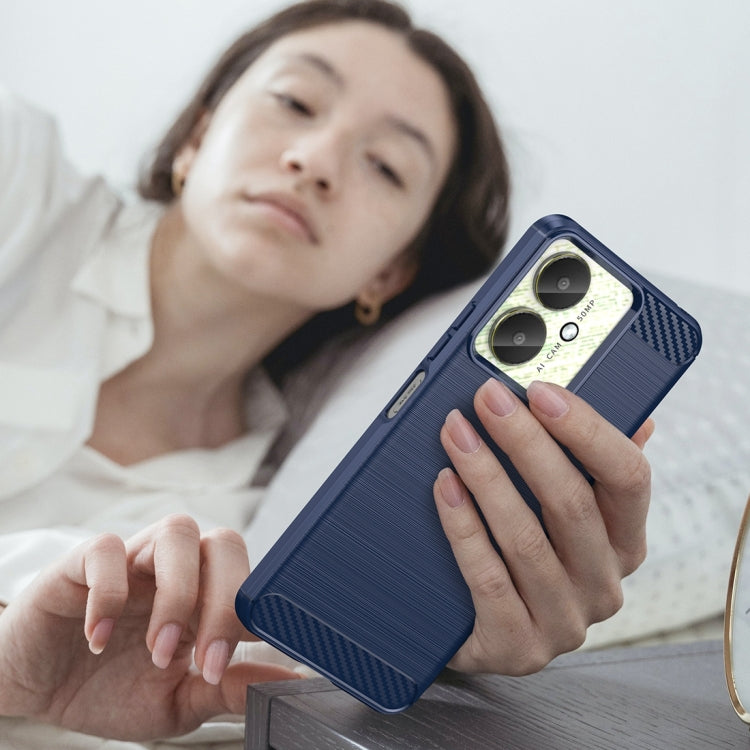 For Xiaomi Redmi 13R 5G Brushed Texture Carbon Fiber TPU Phone Case(Blue) by buy2fix