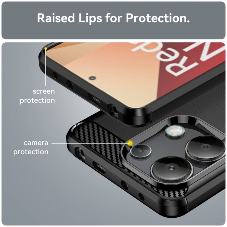 For Xiaomi Redmi Note 13 4G Global Brushed Texture Carbon Fiber TPU Phone Case(Black) - Xiaomi Cases by buy2fix | Online Shopping UK | buy2fix