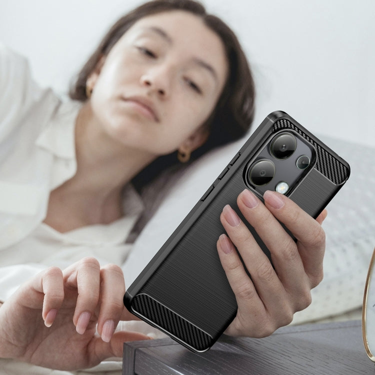 For Xiaomi Redmi Note 13 4G Global Brushed Texture Carbon Fiber TPU Phone Case(Black) - Xiaomi Cases by buy2fix | Online Shopping UK | buy2fix
