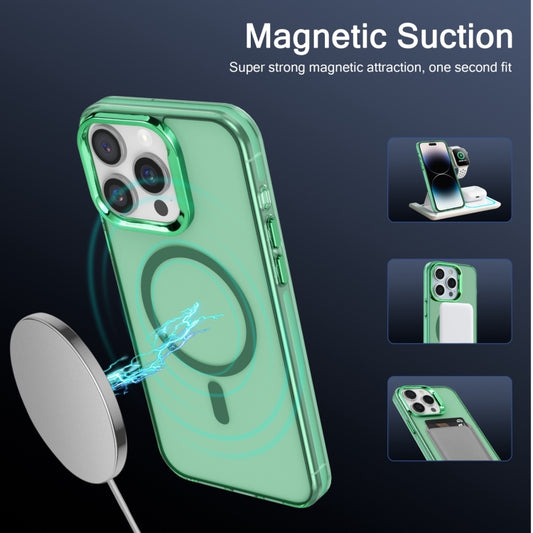 For iPhone 15 Plus Electroplated IMD Magsafe PC Hybrid TPU Phone Case(Green) by buy2fix