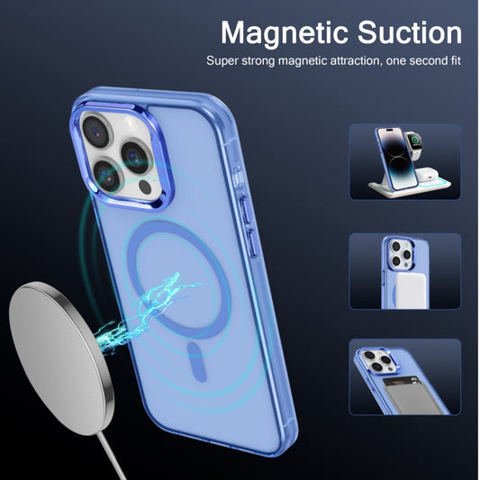 For iPhone 14 Pro Electroplated IMD Magsafe PC Hybrid TPU Phone Case(Blue) by buy2fix
