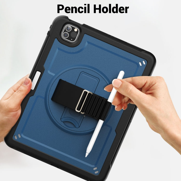 For iPad Air 2022 10.9 / Pro 11 2022 Honeycomb Hand Grip Turntable Stand Tablet Case(Navy Blue) - iPad Pro 11 (2022/2021) Cases by buy2fix | Online Shopping UK | buy2fix