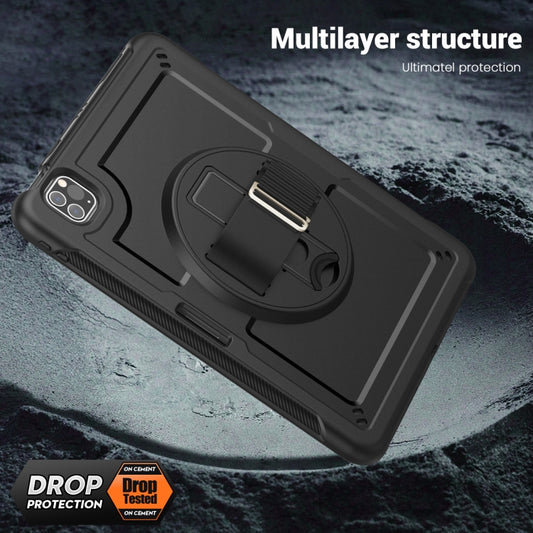 For iPad Air 2022 10.9 / Pro 11 2022 Honeycomb Hand Grip Turntable Stand Tablet Case(Black) - iPad Pro 11 (2022/2021) Cases by buy2fix | Online Shopping UK | buy2fix